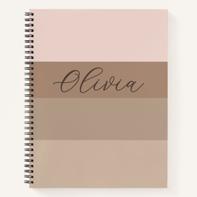 Erdtöne-Gradient Olivia Name Notizbuch (Vorderseite)