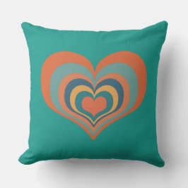 Erdtöne Retro Heart 20"X20" Kopfkissen Kissen