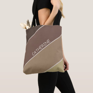 Erdtöne Streifen und individuelle Name Tasche