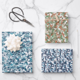 Erdtöne und blaue Tarnmuster Geschenkpapier Set
