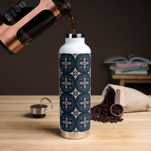 erdtönige florale geometrische Fliesen Trinkflasche