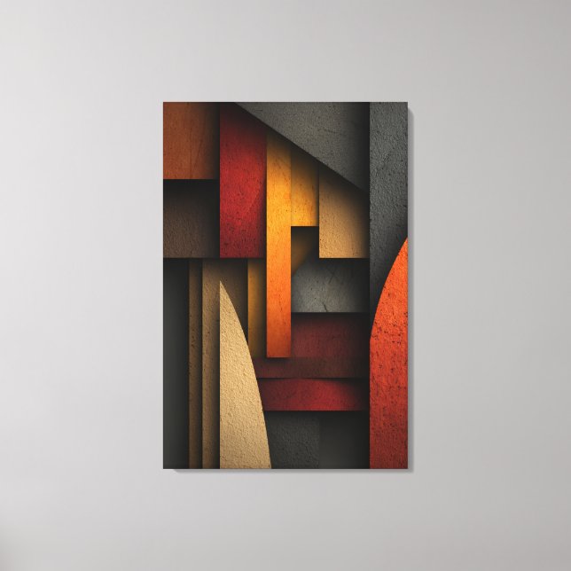 Erdtönige geometrische Schichten Abstract Leinwanddruck (Vorderseite)