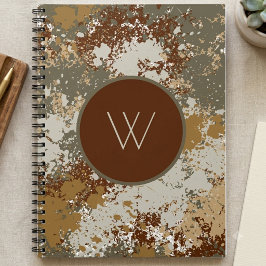 Erdtönige Grunge-Textur mit modernem Monogramm Notizblock