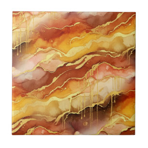 Erdtöniges Goldmarmor-Fluid-Art Fliese