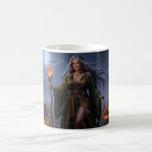 Erdzauberin des mondbeschienenen Kürbisfeldes Kaffeetasse