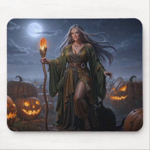 Erdzauberin des mondbeschienenen Kürbisfeldes Mousepad