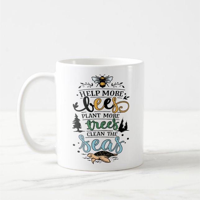 Erdzeitangebot hilft Bienen Pflanze Bäume saubere  Kaffeetasse (Links)