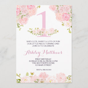 ?ère d'anniversaire belle invitation florale