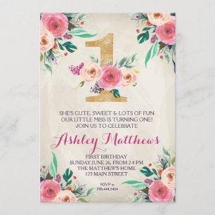 ?ère d'anniversaire belle invitation florale