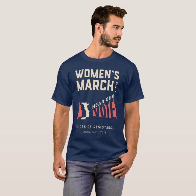 Ereignis der Frauen der Männer des März-SLO Januar T-Shirt (Vorne ganz)