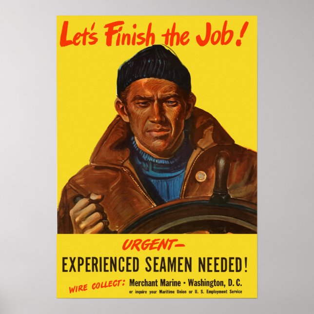 Erfahrene Seeleute brauchen! — Handelsmarine Poster (Vorne)