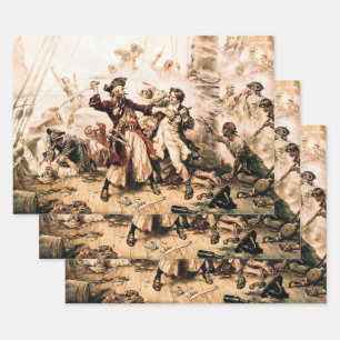 Erfasse den Piraten Blackbeard, Queen Anne's Reven Geschenkpapier Set