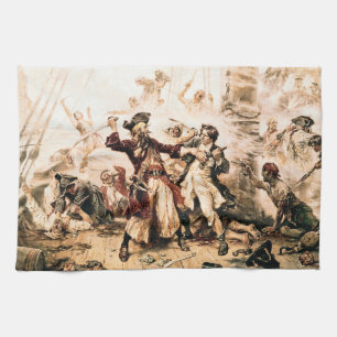 Erfasse den Piraten Blackbeard, Queen Anne's Reven Geschirrtuch
