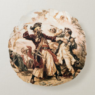 Erfasse den Piraten Blackbeard, Queen Anne's Reven Rundes Kissen