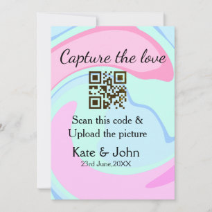 Erfasse die Liebe, füge QR-Scan Marmor rosa blau M Einladung