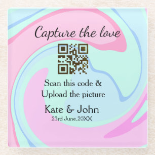 Erfasse die Liebe, füge QR-Scan Marmor rosa blau M Glasuntersetzer