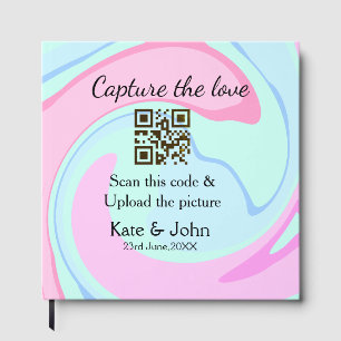 Erfasse die Liebe mit QR-Scan Marmor Rosa Blau Mix Gästebuch