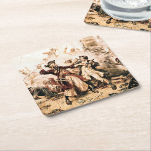 Erfasse Pirat Blackbeard, Queen Anne's Revenge Rechteckiger Pappuntersetzer