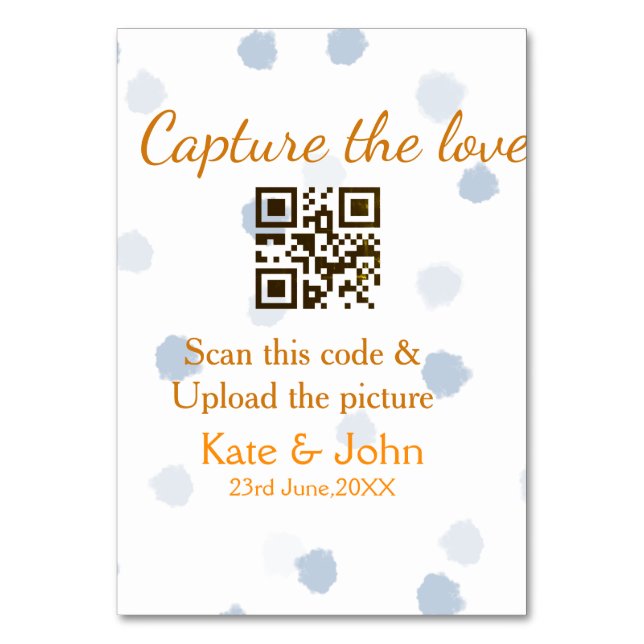 Erfassen Sie die Liebe QR-Scan-Bild hochladen blau Tischnummer (Vorderseite)