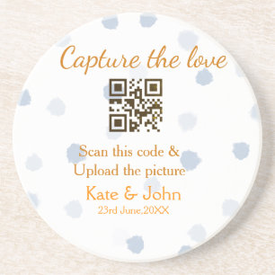 Erfassen Sie die Liebe QR-Scan-Upload Bild blau o Getränkeuntersetzer