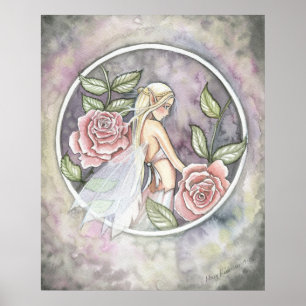 Erfasste Rose Fantasy Fee Poster Druck