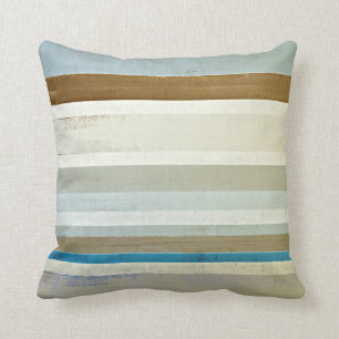 "Erfinden Sie" blaue und beige abstrakte Kunst Kissen