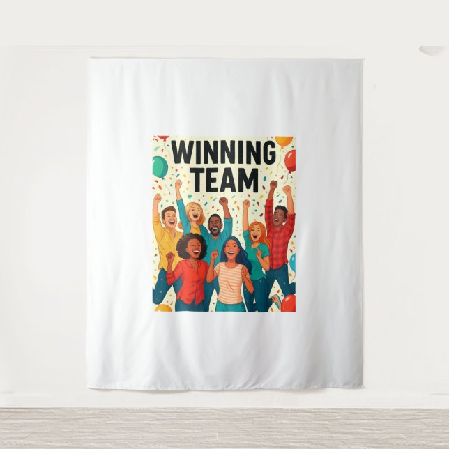 Erfolg feiern – "Siegerteam" Grafikdesign Wandteppich (Vorderseite)