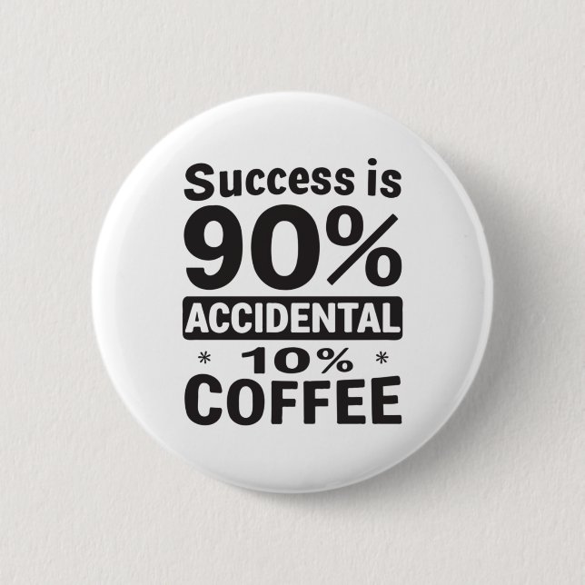Erfolg ist 90% zufällig 10% Kaffee. Powered Button (Vorderseite)