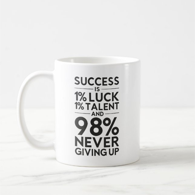 Erfolg ist nie aufzugeben - Motivierend Kaffeetasse (Links)