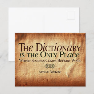 Erfolg kommt vor der Arbeit Postkarte