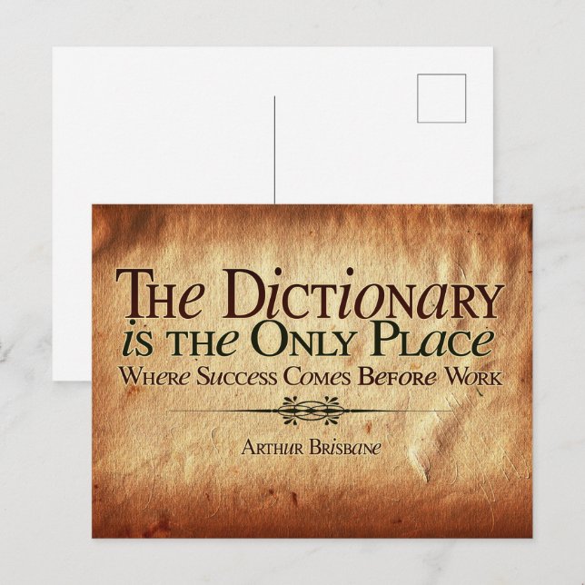 Erfolg kommt vor der Arbeit Postkarte (Vorne/Hinten)