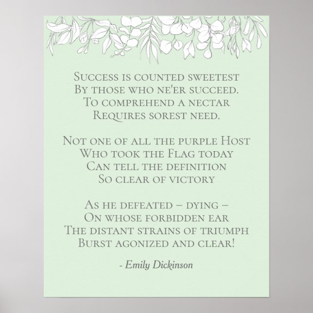 Erfolg zählt süßeste Gedicht Mint & White Poster (Vorne)