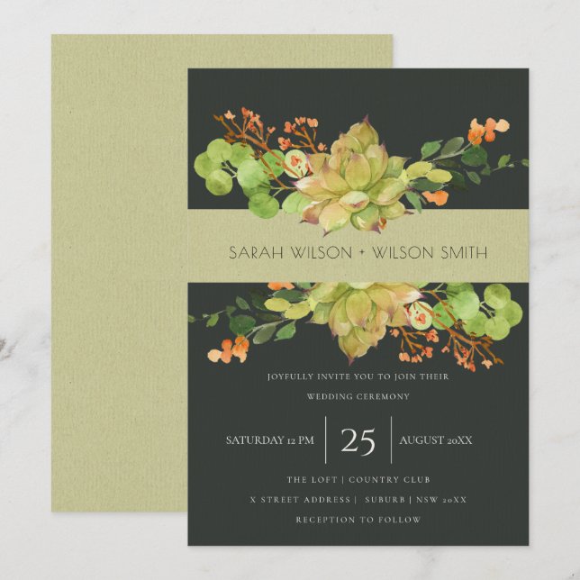 ERFOLGREICH KRAFT ORANGE FLORALWASSERFARBE EINLADUNG (Vorne/Hinten)