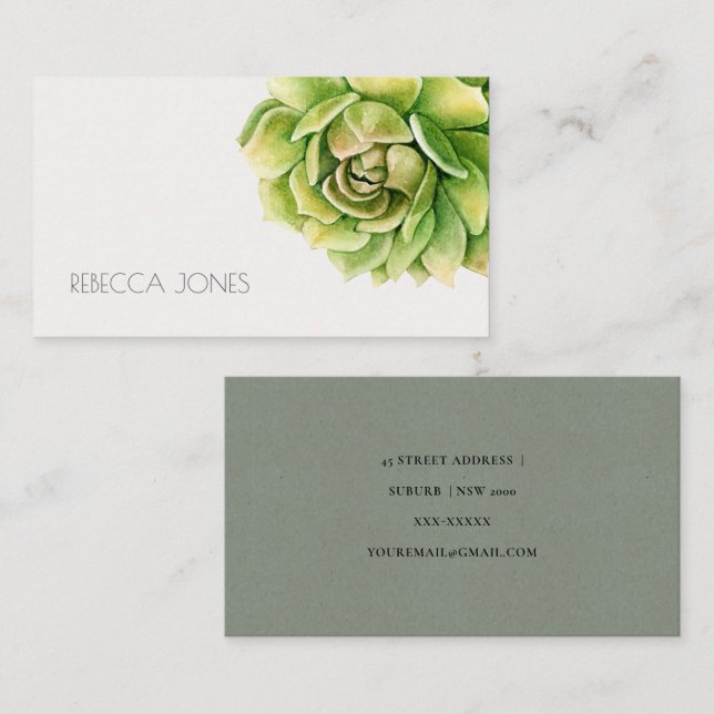 ERFOLGREICHE ADRESSE DER VIBRANT GREEN WATERCOLOR VISITENKARTE (Vorne/Hinten)