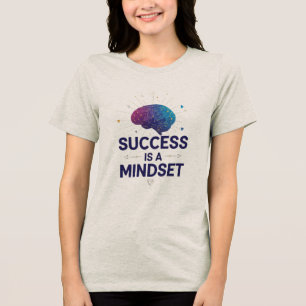 Erfolgs Mindset Lila blaues geometrisches Hirnziff Tri-Blend Shirt