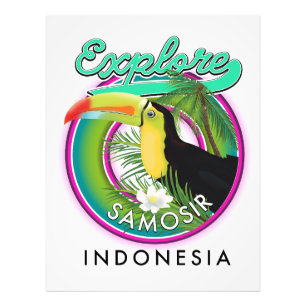 Erforschen Sie das Reiselogo von Samosir indonesie Fotodruck