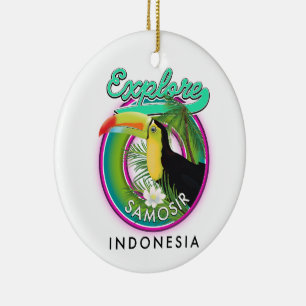 Erforschen Sie das Reiselogo von Samosir indonesie Keramik Ornament