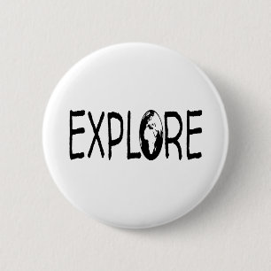 Erforschen Sie die Welt. Reisend-Wanderer Button