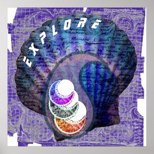 Erforschen Sie mysteriöse Seepapierdrucke Poster