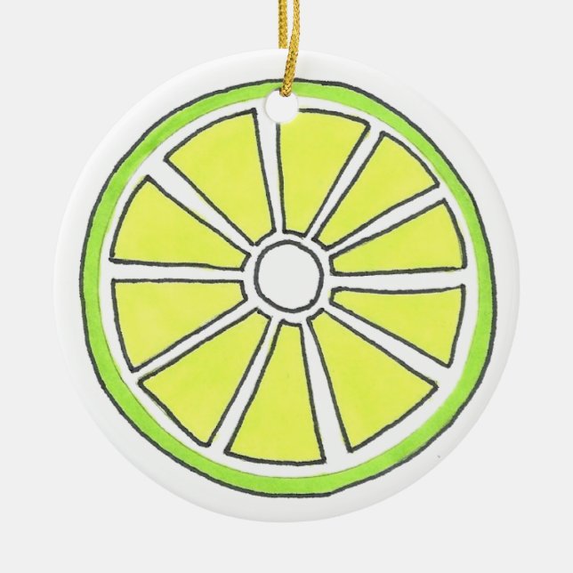 Erfrischende Florida Limoner Zitrusfrüchte-Slice Keramik Ornament (Vorne)