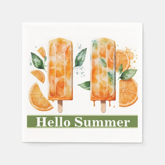 Erfrischende Orangenbläschen, HELLO SOMMER Serviette (Vorderseite)