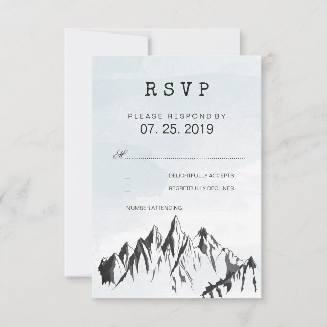 Erfrischende Waldhochzeit im Gebirge RSVP Karte (Vorderseite)