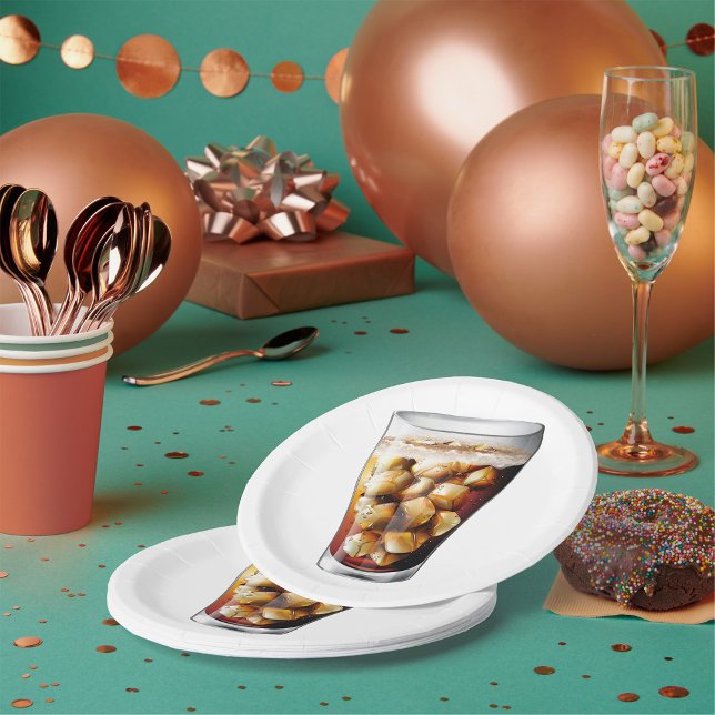 Erfrischender Eiskalter Soda Drink mit Bläschen Pappteller (Von Creator hochgeladen)