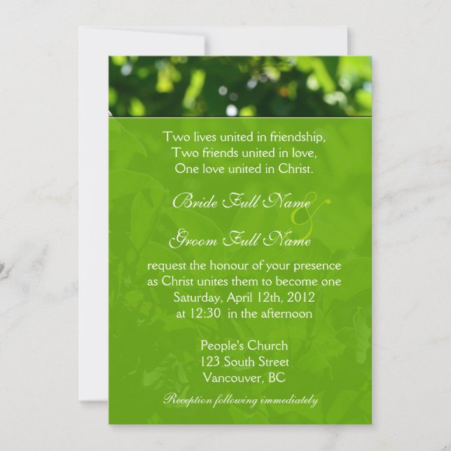 Erfrischender Frühling, Sommer grün Blätter Christ Einladung (Vorderseite)