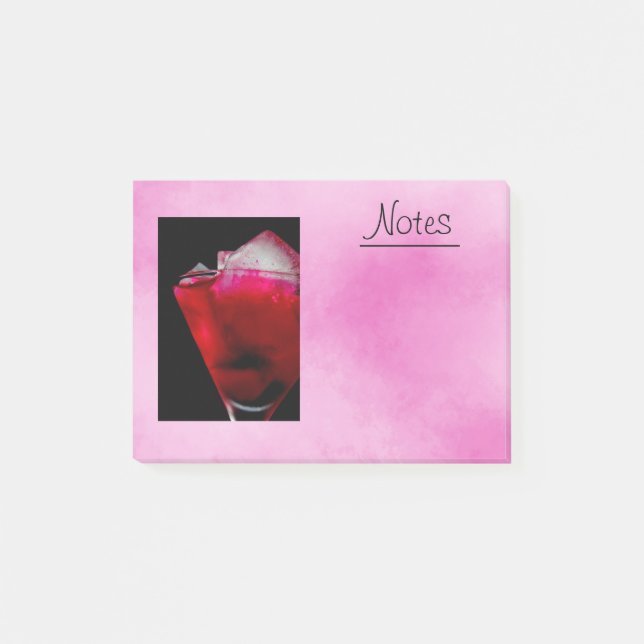 Erfrischender roter und rosa Cocktail Post-it Klebezettel (Vorderseite)