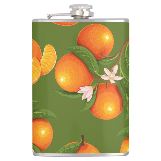 Erfrischendes Orangenmuster Flachmann (Vorderseite)