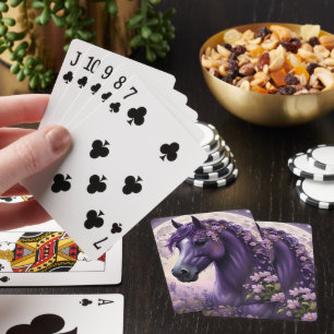 "Erfüllte Träume: Das lila Blumen-Fantasy-Pferd" Spielkarten