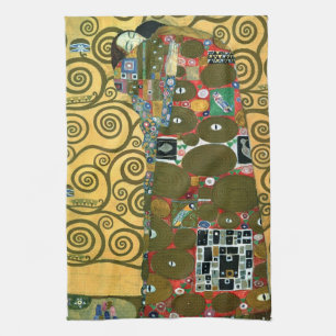 Erfüllung alias The Embrace von Gustav Klimt Geschirrtuch
