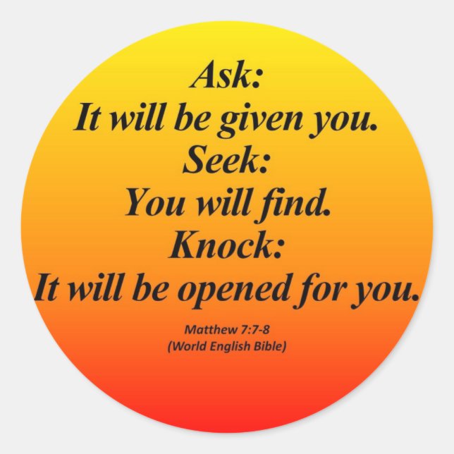 Erfüllung Matthew 7:7-8 Abbrev Runder Aufkleber (Vorderseite)