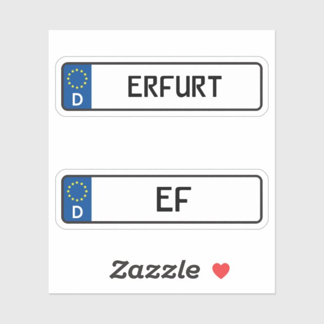 Erfurt-Kennzeichen, deutsches Kennzeichen für Kraf Aufkleber (Blatt)